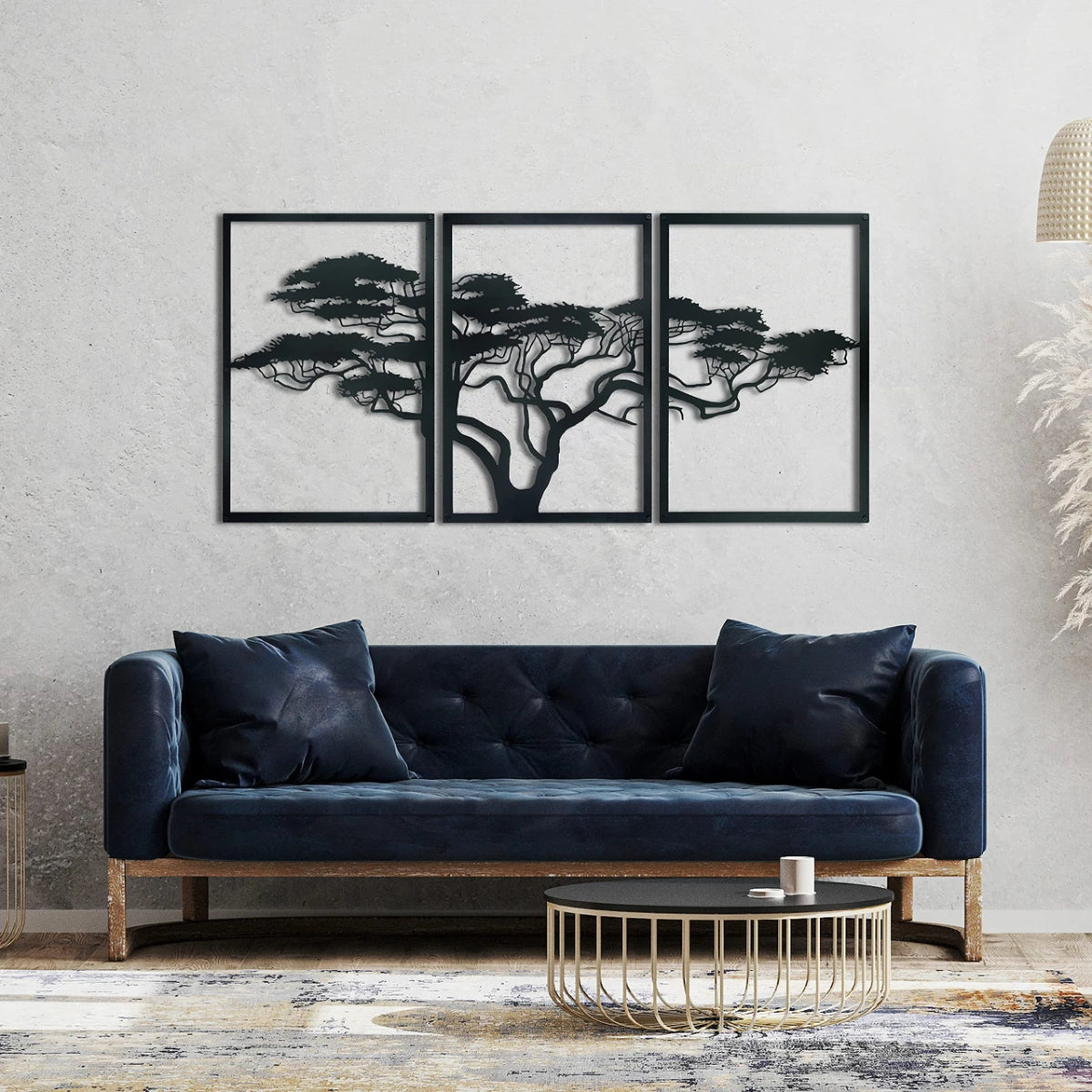 3pcs Black Metal Tree Of Life Wall Art