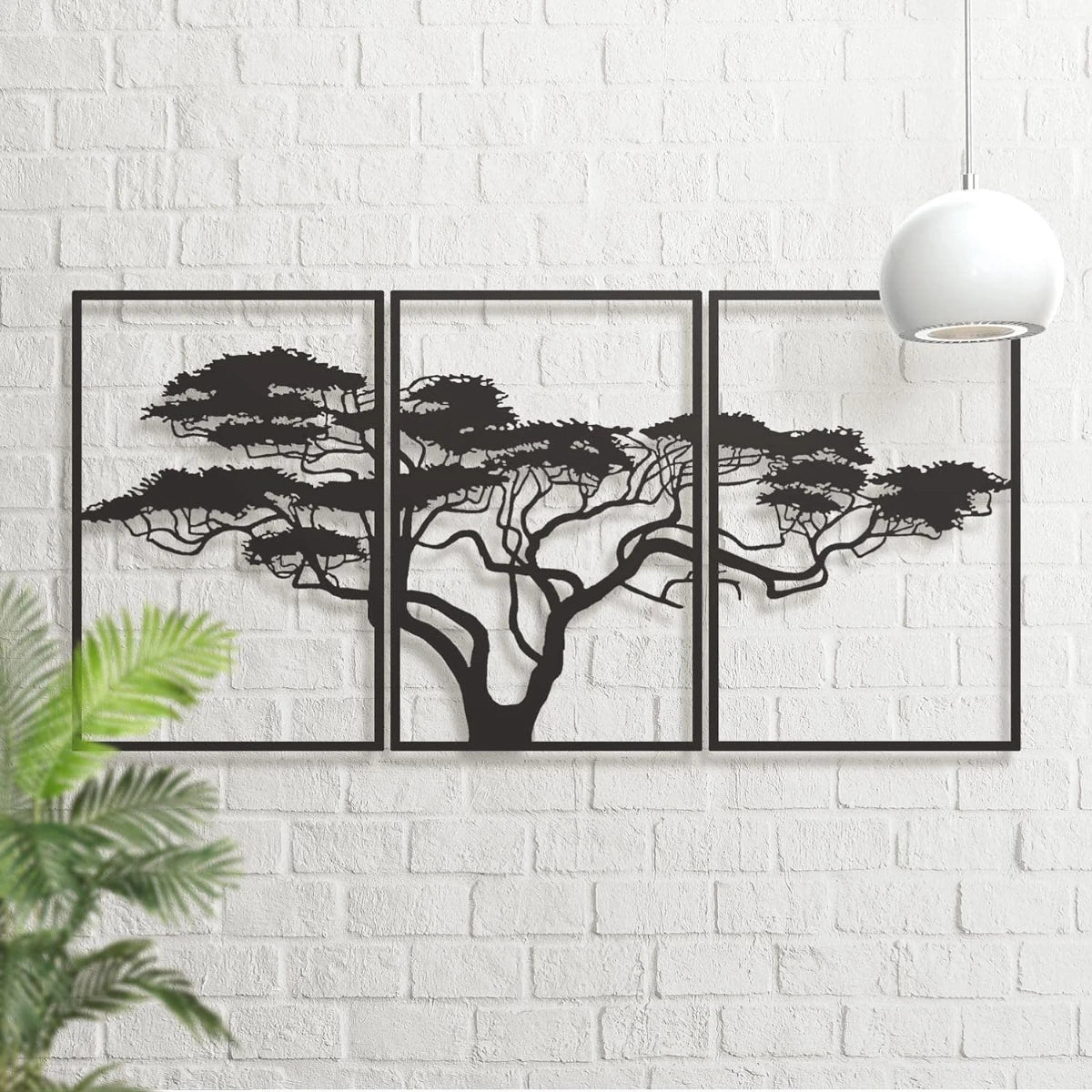 3pcs Black Metal Tree Of Life Wall Art