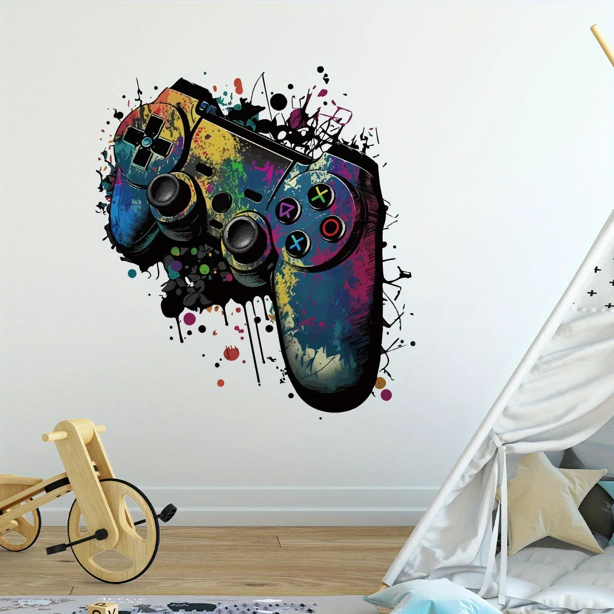 Watercolor Game Controller Wall Sticker