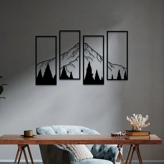 4pcs Minimalist Metal Mountain Wall Art