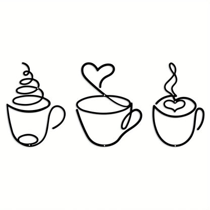 3pcs Coffee Cup Metal Wall Art