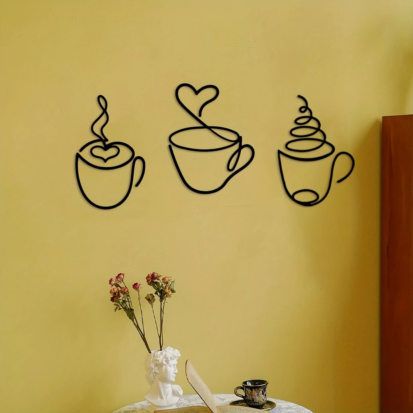 3pcs Coffee Cup Metal Wall Art