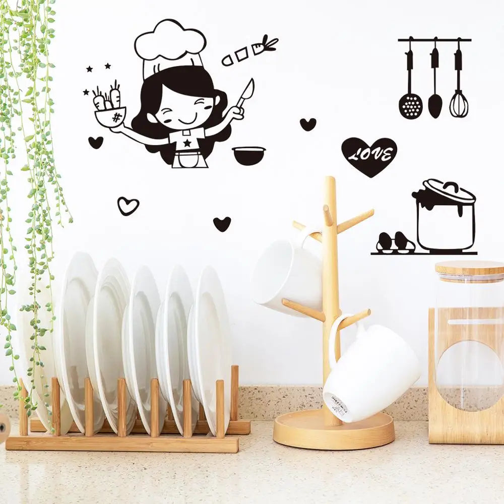 Happy Girl Chef Wall Sticker