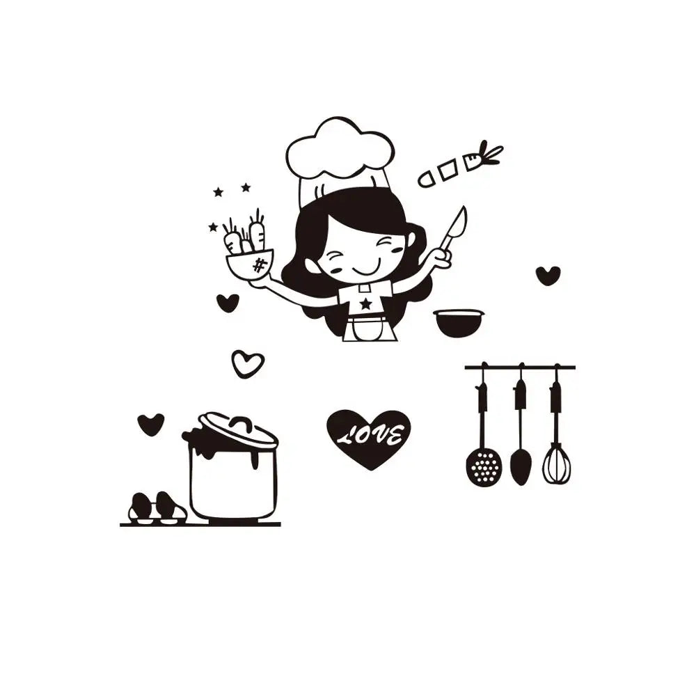 Happy Girl Chef Wall Sticker