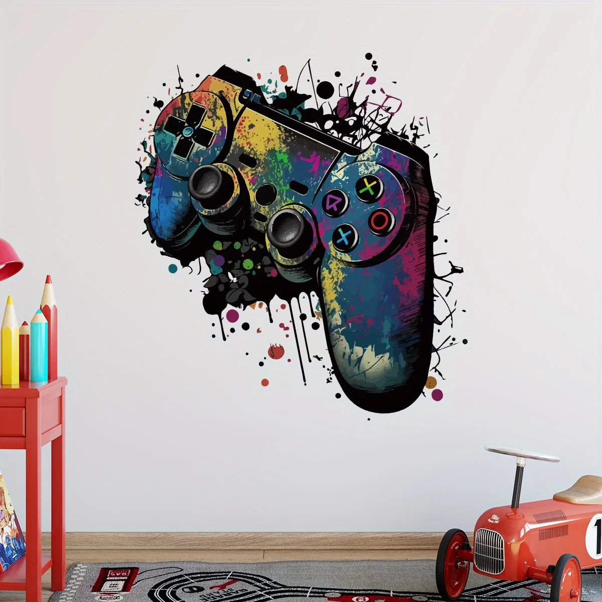 Watercolor Game Controller Wall Sticker