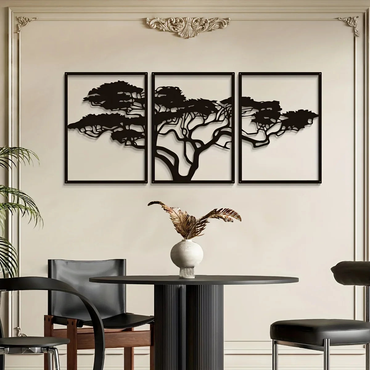 3pcs Black Metal Tree Of Life Wall Art