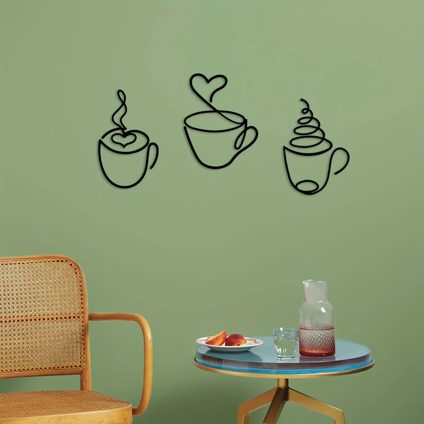 3pcs Coffee Cup Metal Wall Art