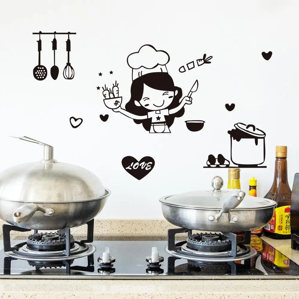 Happy Girl Chef Wall Sticker