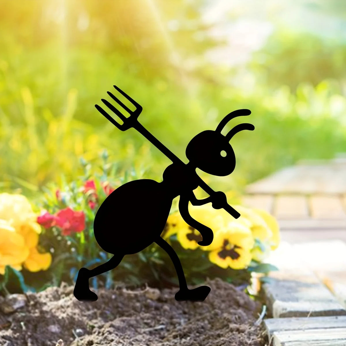 Metal Black Ants Garden Stakes