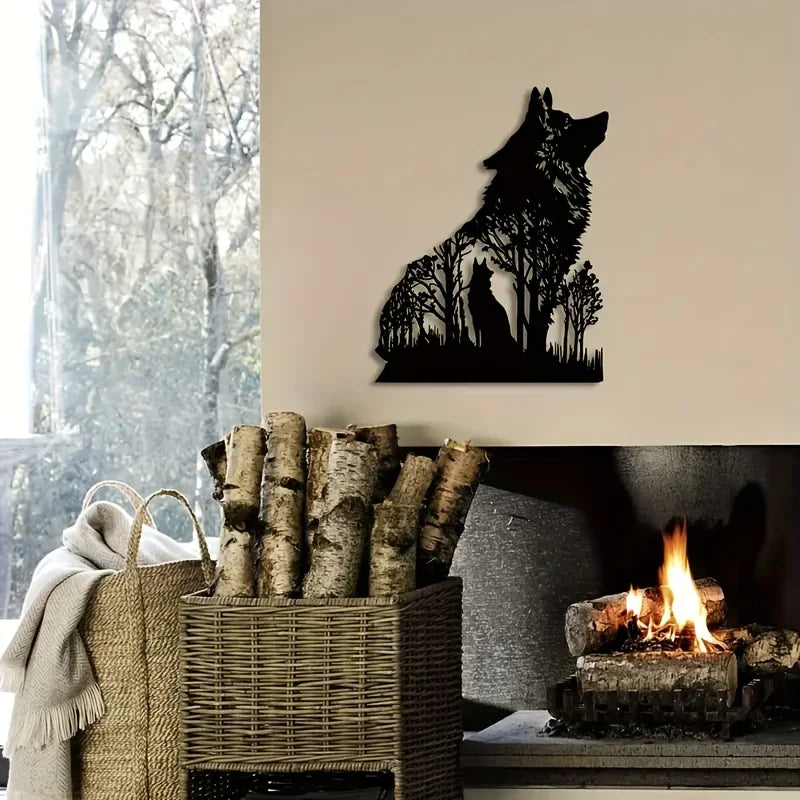 Black Metal Wolf Wall Art